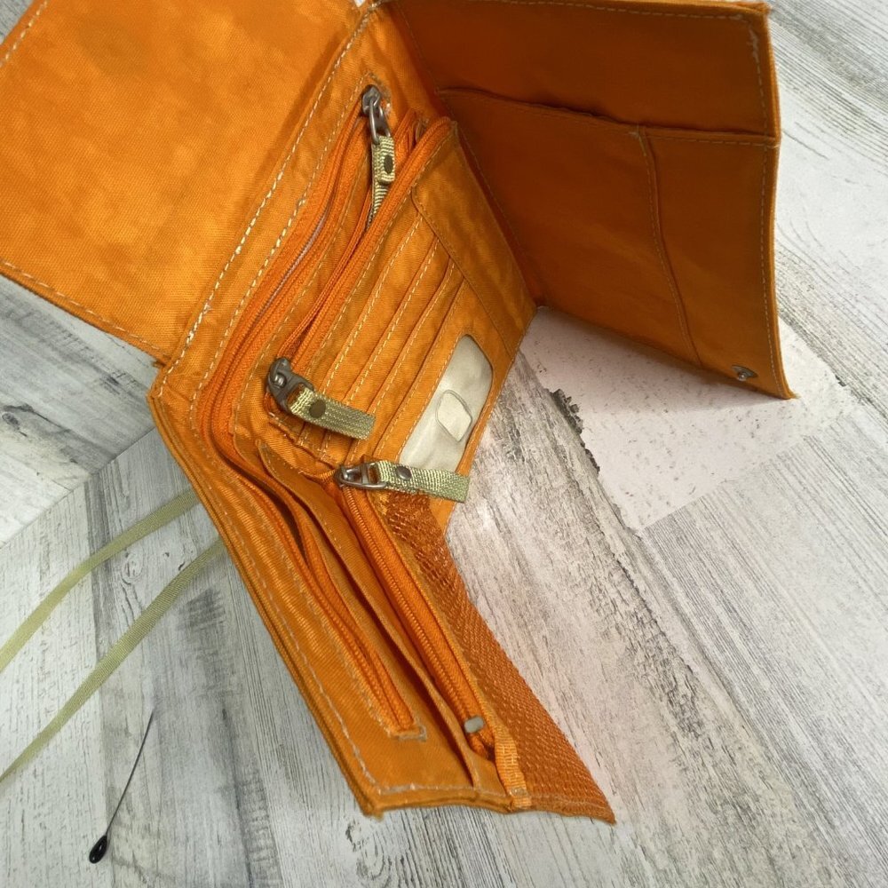 Womens Bright Orange Crossbody Trifold Travel Bag - Picture 6 of 7